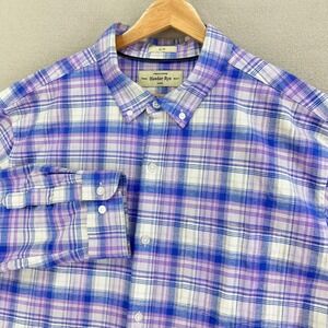 Hawker Rye Stretch Oxford Slim‎ Fit Button Down Flannel Shirt Men's XL Purple
